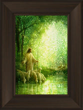 Load image into Gallery viewer, Feed My Sheep is a painting that depicts Jesus Christ watching over His flock while drinking at a pond - Yongsung Kim | Havenlight | Christian Artwork
