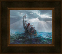 Load image into Gallery viewer, Peace Be Still is a painting that depicts Jesus Christ calming the raging sea amidst a storm - Yongsung Kim | Havenlight | Christian Artwork
