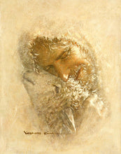Load image into Gallery viewer, Found is a painting that depicts Jesus Christ embracing a lost sheep is now found - Yongsung Kim | Havenlight | Christian Artwork
