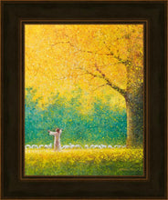 Load image into Gallery viewer, Sunshine In My Soul is a painting that depicts Jesus Christ standing under a big beautiful yellow tree while watching His flock - Yongsung Kim | Havenlight | Christian Artwork
