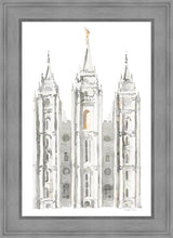 Load image into Gallery viewer, Salt Lake City Temple Watercolor in Gray
