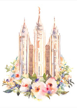 Load image into Gallery viewer, Salt Lake City Temple Floral Watercolor
