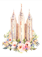 Load image into Gallery viewer, Salt Lake City Temple Floral Watercolor
