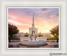 Load image into Gallery viewer, Denver Sunset Fountain Open Edition Canvas / 11 X 14 White Frame Art
