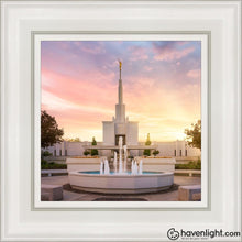 Load image into Gallery viewer, Denver Sunset Fountain Open Edition Canvas / 12 X White Frame Art
