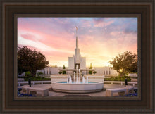 Load image into Gallery viewer, Denver Sunset Fountain Open Edition Canvas / 14 X 21 Brown Frame Art
