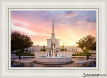 Load image into Gallery viewer, Denver Sunset Fountain Open Edition Canvas / 24 X 36 White Frame Art
