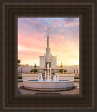 Load image into Gallery viewer, Denver Sunset Fountain Open Edition Canvas / 8 X 10 Brown Frame Art
