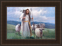 Load image into Gallery viewer, Good Shepherd Open Edition Canvas / 14 X 21 Brown Frame Art
