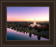 Load image into Gallery viewer, Idaho Falls - Snake River Reflection Aerial Open Edition Canvas / 11 X 14 Brown Frame Art
