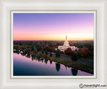 Load image into Gallery viewer, Idaho Falls - Snake River Reflection Aerial Open Edition Canvas / 11 X 14 White Frame Art
