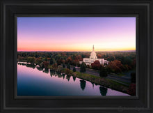 Load image into Gallery viewer, Idaho Falls - Snake River Reflection Aerial Open Edition Canvas / 14 X 21 Black Frame Art
