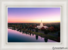 Load image into Gallery viewer, Idaho Falls - Snake River Reflection Aerial Open Edition Canvas / 14 X 21 White Frame Art
