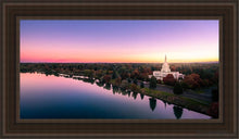 Load image into Gallery viewer, Idaho Falls - Snake River Reflection Aerial Open Edition Canvas / 15 X 30 Brown Frame Art
