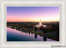 Load image into Gallery viewer, Idaho Falls - Snake River Reflection Aerial Open Edition Canvas / 24 X 36 White Frame Art
