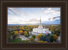 Load image into Gallery viewer, Jordan River Dayglow Aerial Open Edition Canvas / 14 X 21 Brown Frame Art
