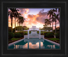 Load image into Gallery viewer, Laie Fountain Sunset Open Edition Canvas / 11 X 14 Black Frame Art
