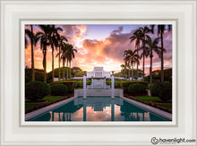 Load image into Gallery viewer, Laie Fountain Sunset Open Edition Canvas / 12 X 18 White Frame Art
