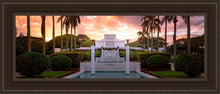 Load image into Gallery viewer, Laie Fountain Sunset Open Edition Canvas / 12 X 36 Brown Frame Art
