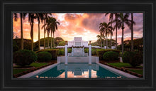 Load image into Gallery viewer, Laie Fountain Sunset Open Edition Canvas / 15 X 30 Black Frame Art
