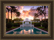 Load image into Gallery viewer, Laie Fountain Sunset Open Edition Canvas / 36 X 24 Frame M 33 3/4 45 Art
