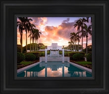 Load image into Gallery viewer, Laie Fountain Sunset Open Edition Canvas / 8 X 10 Black Frame Art
