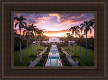 Load image into Gallery viewer, Laie Sunset Aerial Open Edition Canvas / 12 X 18 Brown Frame Art
