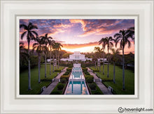 Load image into Gallery viewer, Laie Sunset Aerial Open Edition Canvas / 12 X 18 White Frame Art
