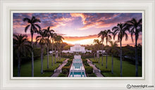 Load image into Gallery viewer, Laie Sunset Aerial Open Edition Canvas / 15 X 30 White Frame Art
