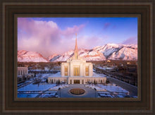Load image into Gallery viewer, Ogden Winter Sunset Aerial Open Edition Canvas / 14 X 21 Brown Frame Art
