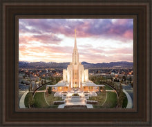 Load image into Gallery viewer, Oquirrh Mountain Aerial Sunset Open Edition Canvas / 11 X 14 Brown Frame Art
