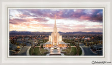 Load image into Gallery viewer, Oquirrh Mountain Aerial Sunset Open Edition Canvas / 15 X 30 White Frame Art
