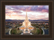 Load image into Gallery viewer, Oquirrh Mountain Aerial Sunset Open Edition Canvas / 24 X 36 Brown Frame Art
