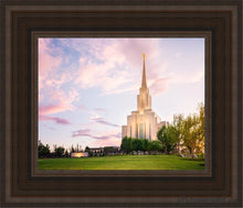 Load image into Gallery viewer, Oquirrh Mountain Pastel Sunset Open Edition Canvas / 8 X 10 Brown Frame Art
