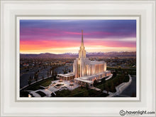 Load image into Gallery viewer, Oquirrh Mountain Pink Sunset Aerial Open Edition Canvas / 12 X 18 White Frame Art
