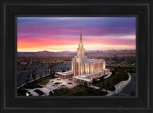 Load image into Gallery viewer, Oquirrh Mountain Pink Sunset Aerial Open Edition Canvas / 14 X 21 Black Frame Art
