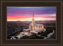 Load image into Gallery viewer, Oquirrh Mountain Pink Sunset Aerial Open Edition Canvas / 14 X 21 Brown Frame Art
