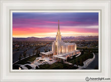 Load image into Gallery viewer, Oquirrh Mountain Pink Sunset Aerial Open Edition Canvas / 14 X 21 White Frame Art
