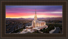 Load image into Gallery viewer, Oquirrh Mountain Pink Sunset Aerial Open Edition Canvas / 15 X 30 Brown Frame Art
