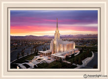 Load image into Gallery viewer, Oquirrh Mountain Pink Sunset Aerial Open Edition Canvas / 20 X 30 White Frame Art
