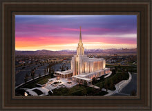 Load image into Gallery viewer, Oquirrh Mountain Pink Sunset Aerial Open Edition Canvas / 24 X 36 Brown Frame Art
