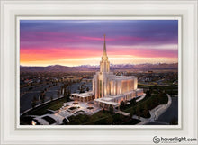 Load image into Gallery viewer, Oquirrh Mountain Pink Sunset Aerial Open Edition Canvas / 24 X 36 White Frame Art
