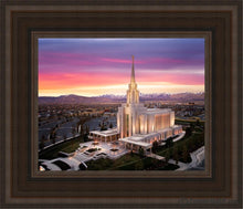 Load image into Gallery viewer, Oquirrh Mountain Pink Sunset Aerial Open Edition Canvas / 8 X 10 Brown Frame Art
