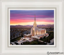 Load image into Gallery viewer, Oquirrh Mountain Pink Sunset Aerial Open Edition Canvas / 8 X 10 White Frame Art
