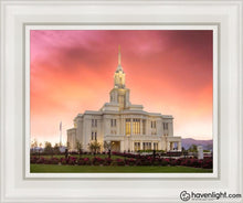 Load image into Gallery viewer, Payson Temple Glory In Stages Open Edition Canvas / 11 X 14 White Frame Art
