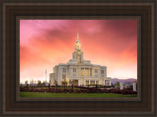 Load image into Gallery viewer, Payson Temple Glory In Stages Open Edition Canvas / 12 X 18 Brown Frame Art
