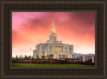 Load image into Gallery viewer, Payson Temple Glory In Stages Open Edition Canvas / 14 X 21 Brown Frame Art
