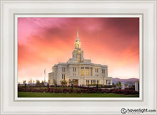 Load image into Gallery viewer, Payson Temple Glory In Stages Open Edition Canvas / 14 X 21 White Frame Art
