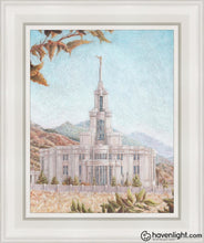 Load image into Gallery viewer, Payson Temple Harvest Approaches Open Edition Canvas / 11 X 14 White Frame Art
