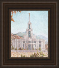 Load image into Gallery viewer, Payson Temple Harvest Approaches Open Edition Canvas / 8 X 10 Brown Frame Art
